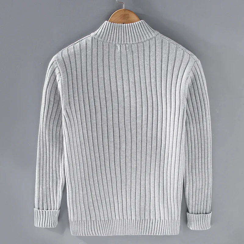 Mænds Cardigan med Lynlås og Ribstrik 1