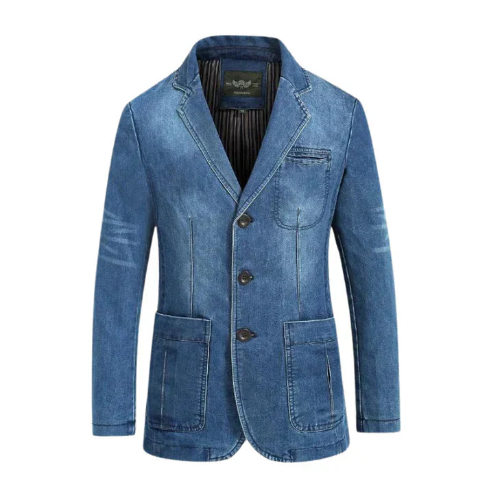 Mænds Casual Denim Blazer Trendy 0