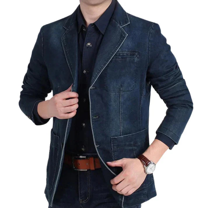 Mænds Casual Denim Blazer Trendy 5