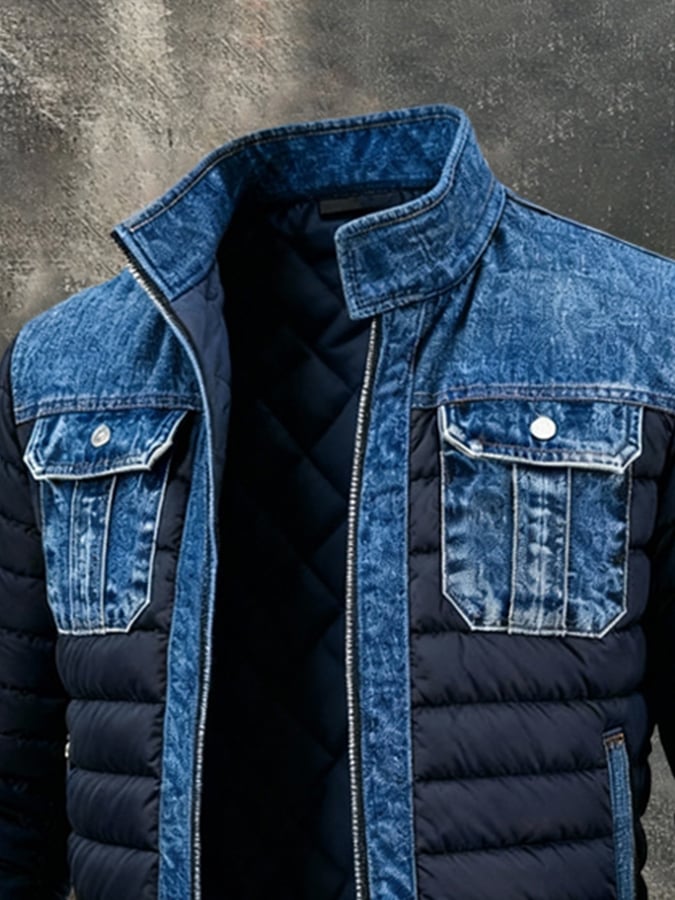 Mænds Dobbeltjakke i Klassisk Denim Stil 2