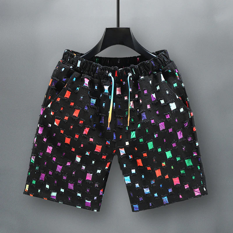 Mænds Farverige Denimshorts Casual Stil 1