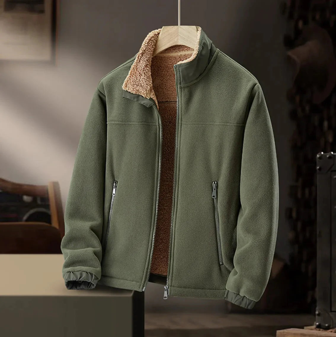 Mænds Fleece Jakke med Lynlås 2