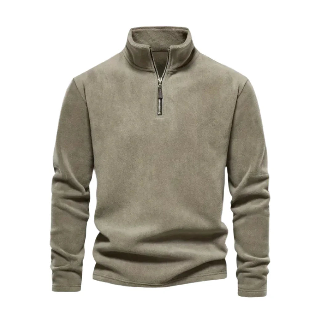 Mænds Fleece Pullover med Kvart Lynlås 0