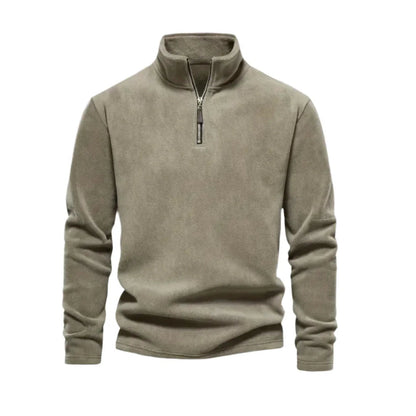 Mænds Fleece Pullover med Kvart Lynlås 0