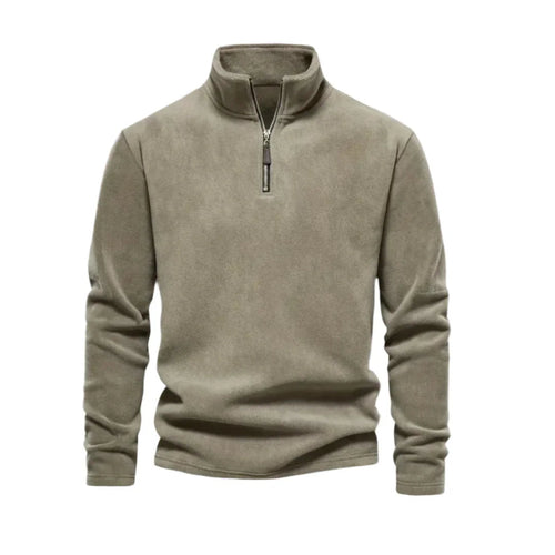 Mænds Fleece Pullover med Kvart Lynlås 0