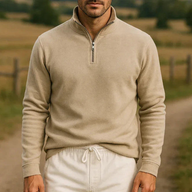 Mænds Fleece Pullover med Kvart Lynlås 8