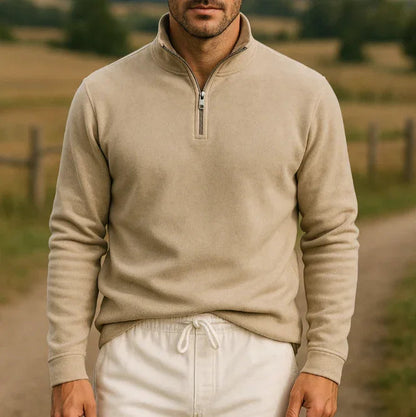 Mænds Fleece Pullover med Kvart Lynlås 8