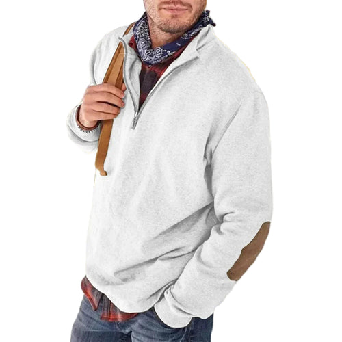 Mænds Half Zip Sweater med Albuelapper 0