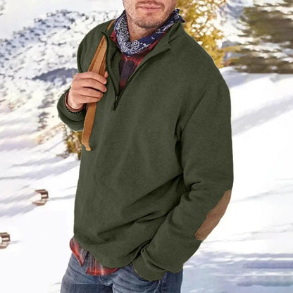 Mænds Half Zip Sweater med Albuelapper 2