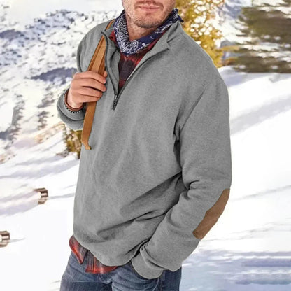 Mænds Half Zip Sweater med Albuelapper 3