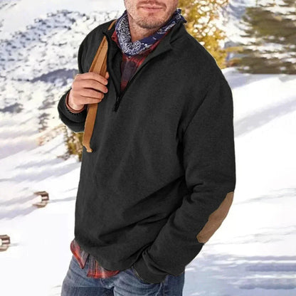 Mænds Half Zip Sweater med Albuelapper 5