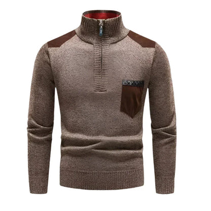 Mænds Halv-Zip Jumper Patchwork Stil 0