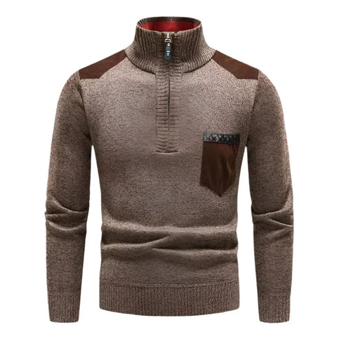 Mænds Halv-Zip Jumper Patchwork Stil 0