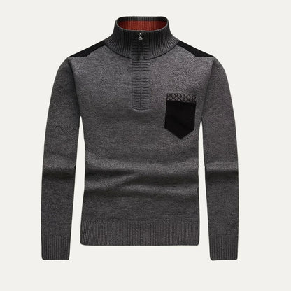 Mænds Halv-Zip Jumper Patchwork Stil 1