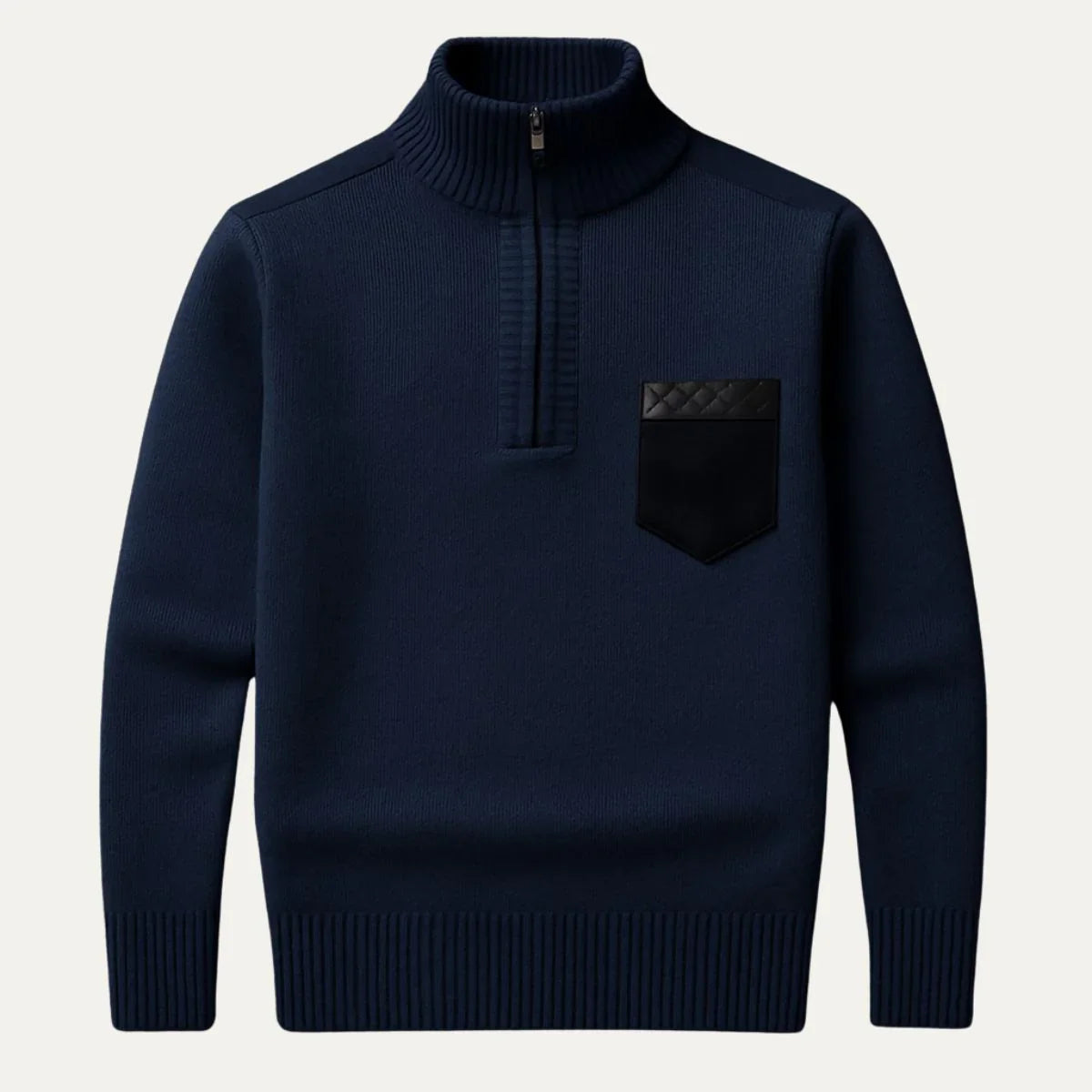 Mænds Halv-Zip Jumper Patchwork Stil 2