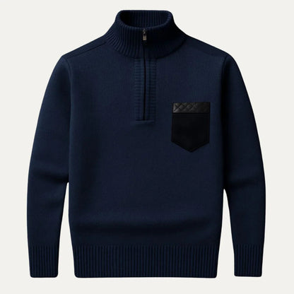 Mænds Halv-Zip Jumper Patchwork Stil 2