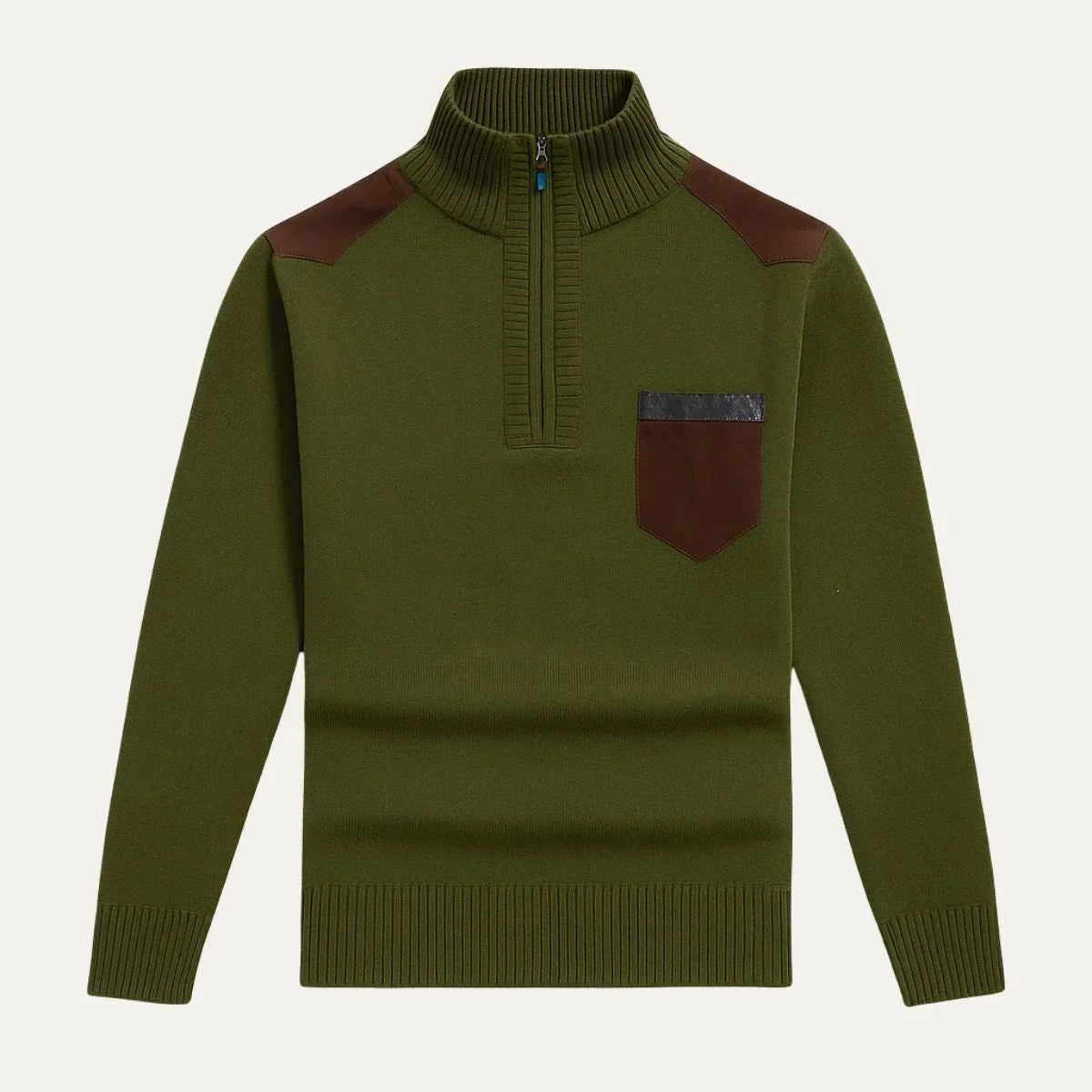 Mænds Halv-Zip Jumper Patchwork Stil 4