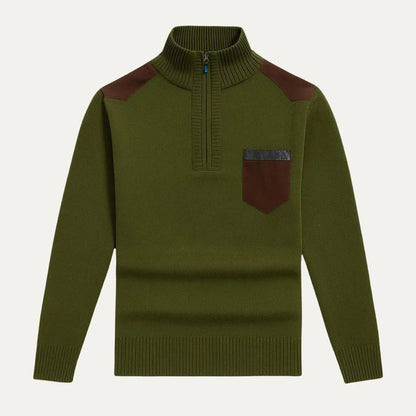 Mænds Halv-Zip Jumper Patchwork Stil 4
