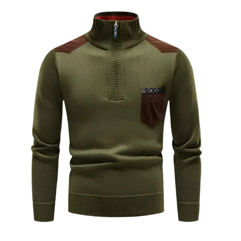 Mænds Halv-Zip Jumper Patchwork Stil 6