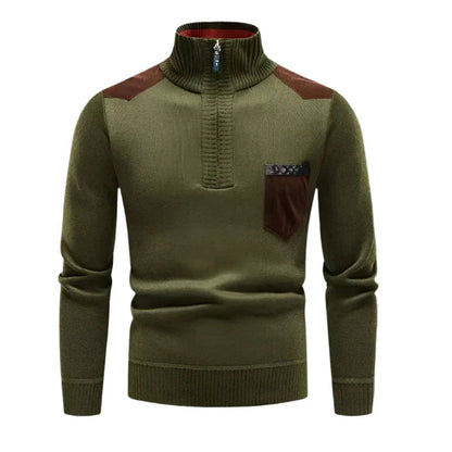 Mænds Halv-Zip Jumper Patchwork Stil 6