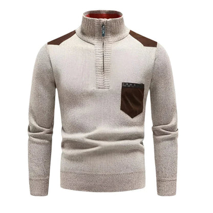 Mænds Halv-Zip Jumper Patchwork Stil 7