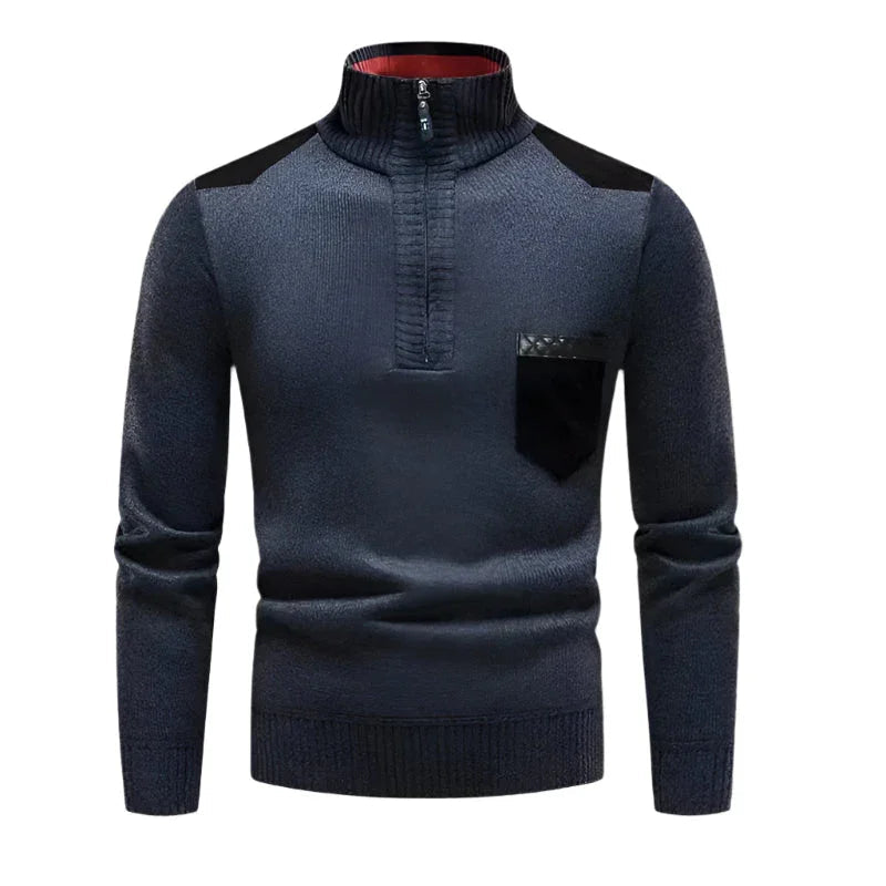 Mænds Halv-Zip Jumper Patchwork Stil 8