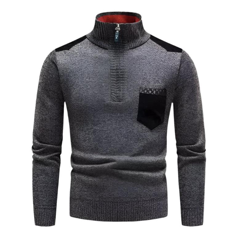 Mænds Halv-Zip Jumper Patchwork Stil 9