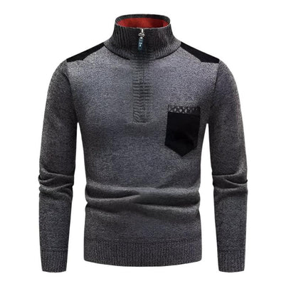 Mænds Halv-Zip Jumper Patchwork Stil 9