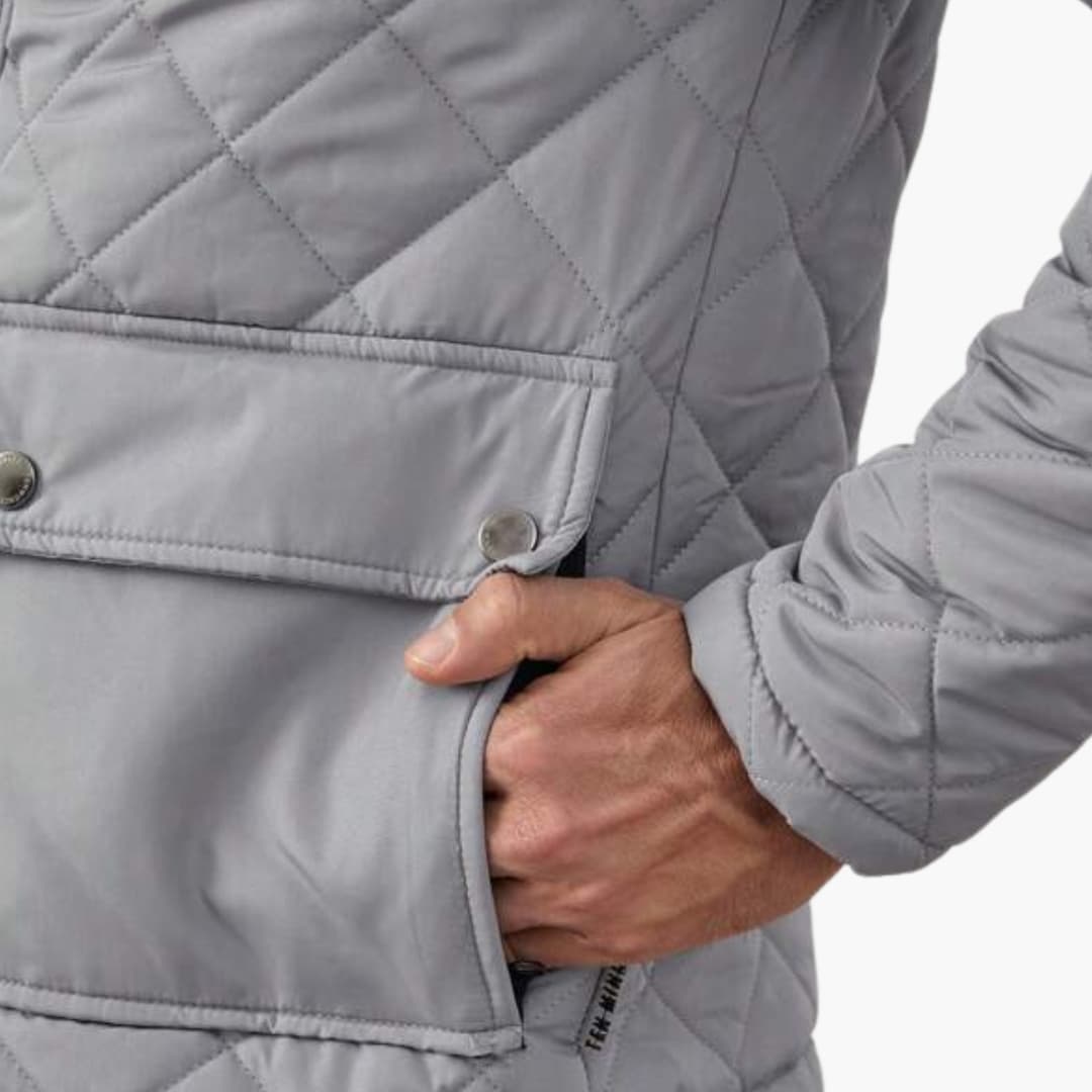 Mænds Jakke Quiltet Med Trykknap Lukning 6