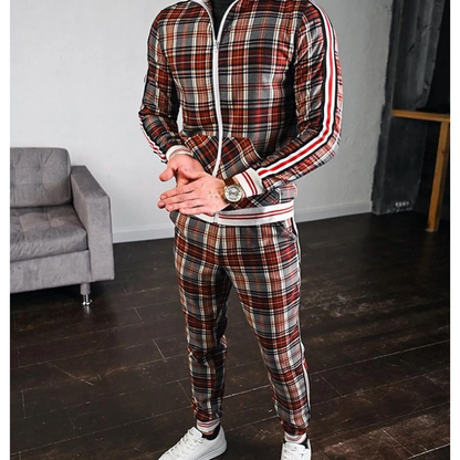 Mænds Joggingtræningsdragt med Plaid Design 4