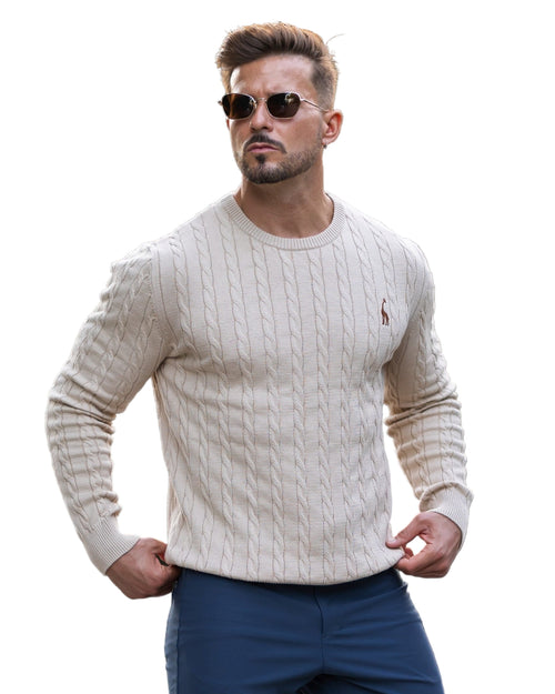 Mænds Kabelstrikket Sweater Moderne Stil 0
