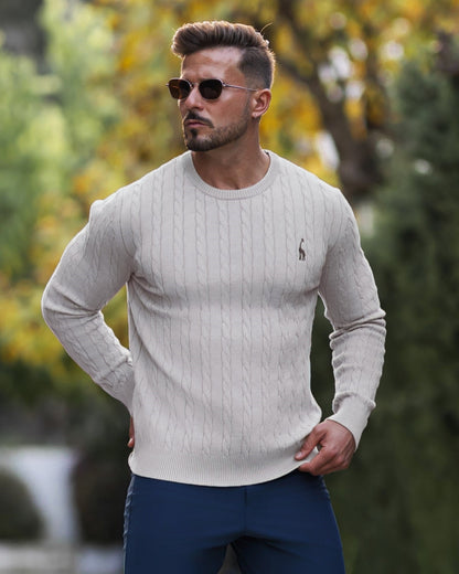 Mænds Kabelstrikket Sweater Moderne Stil 12