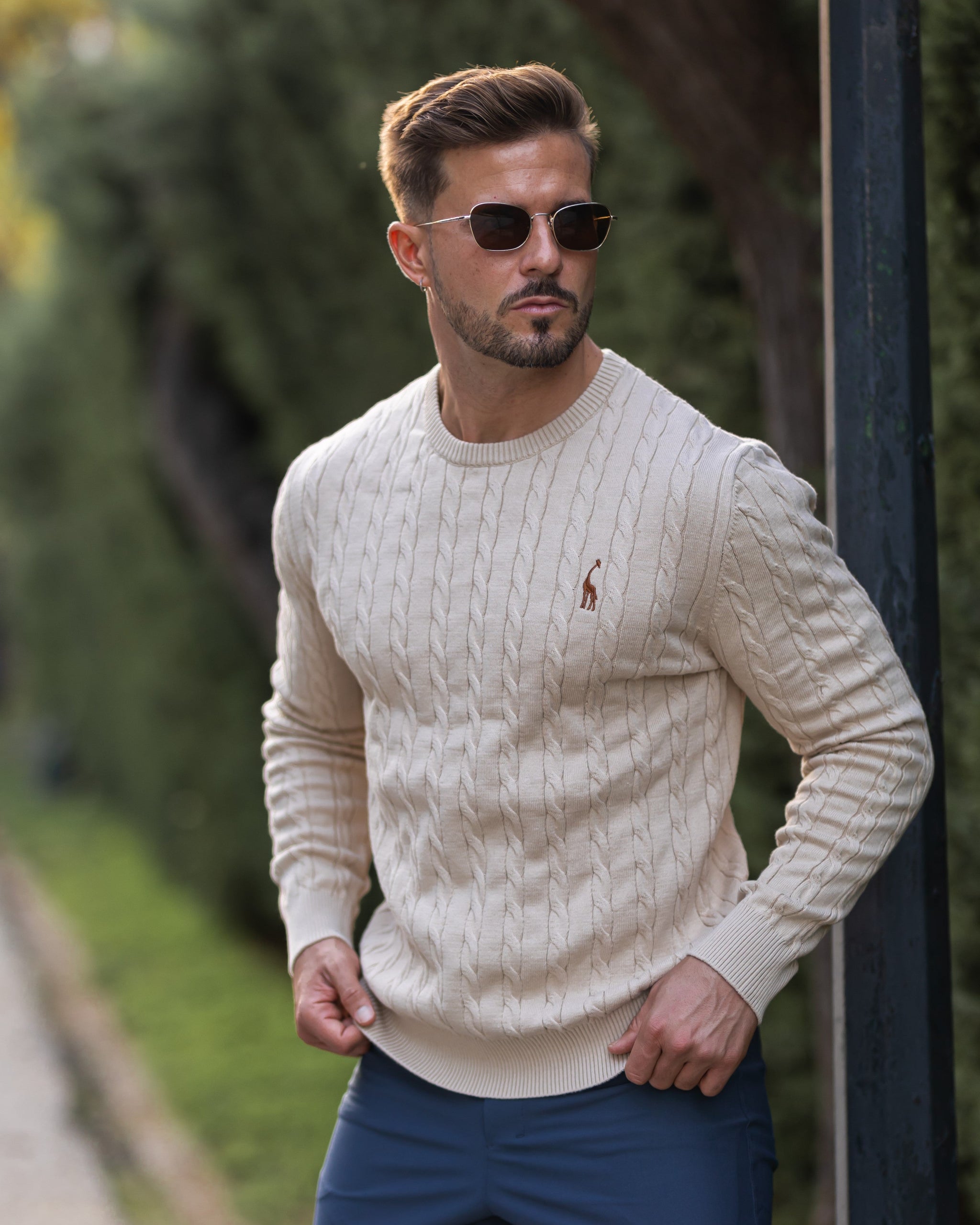 Mænds Kabelstrikket Sweater Moderne Stil 2