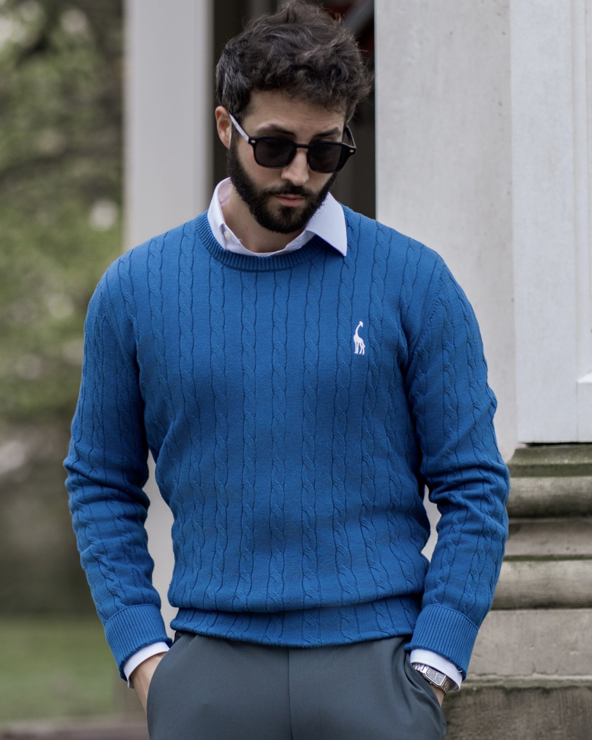 Mænds Kabelstrikket Sweater Moderne Stil 7