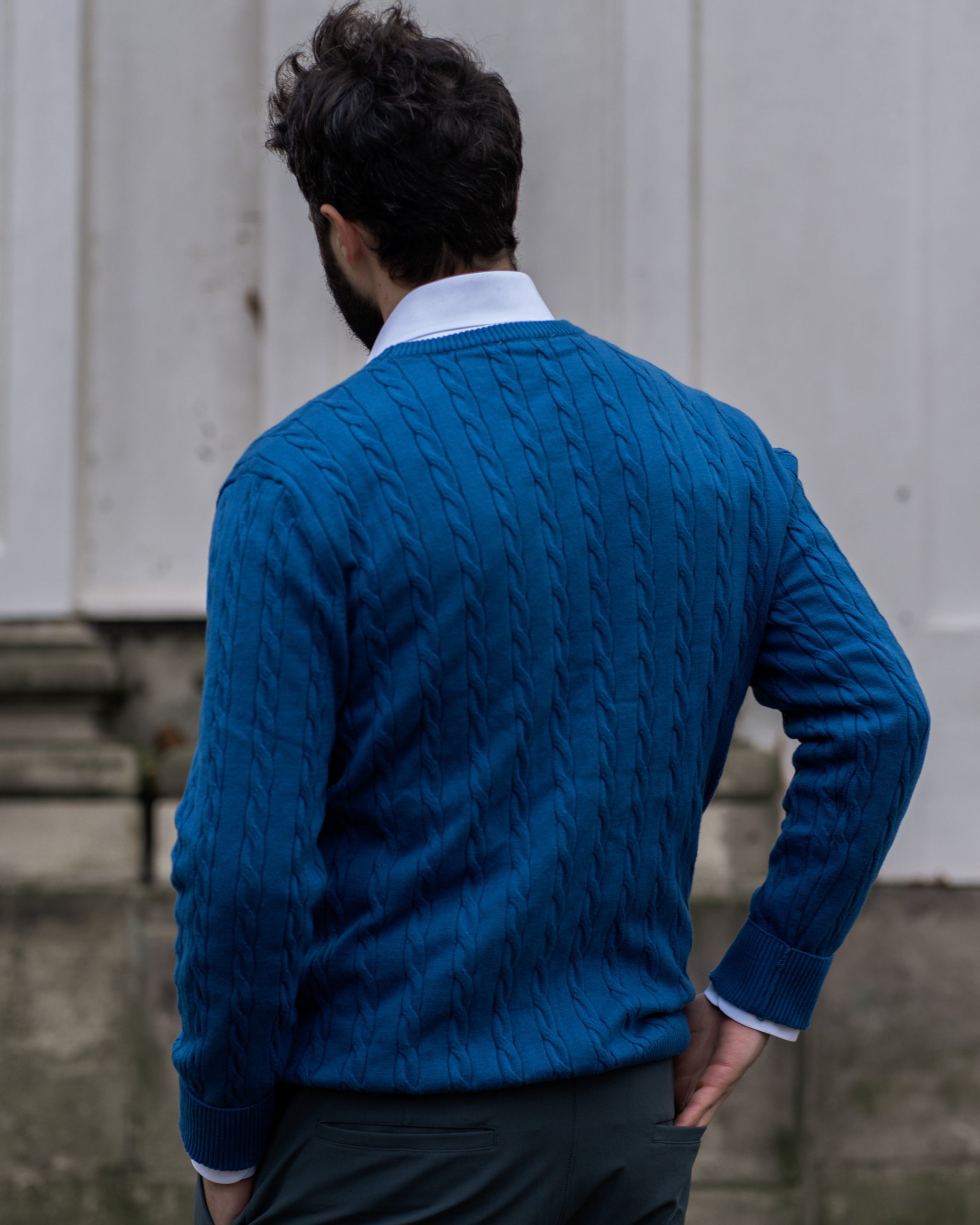Mænds Kabelstrikket Sweater Moderne Stil 8