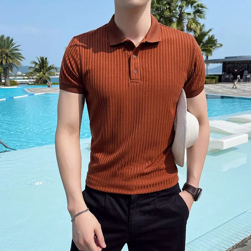 Mænds Kortærmet Poloshirt Ribbet 2