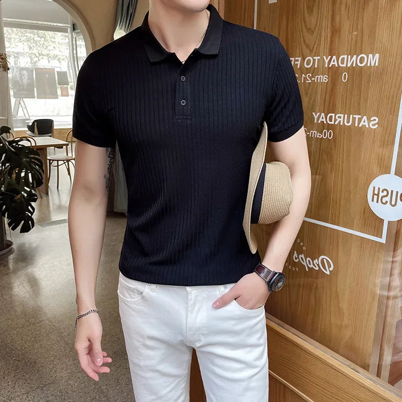 Mænds Kortærmet Poloshirt Ribbet 3