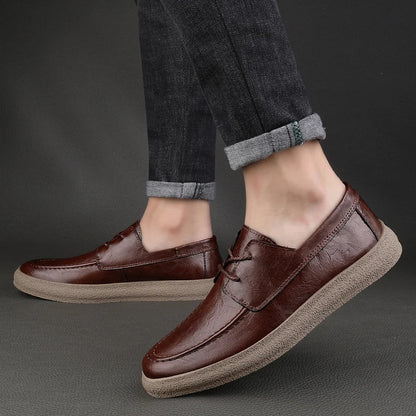 Mænds Læder Loafers Åben Snøre Stil 2