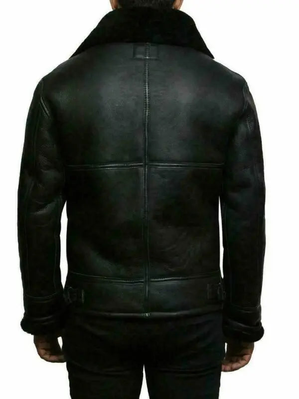 Mænds Læderfrakke med Shearling Foring 1