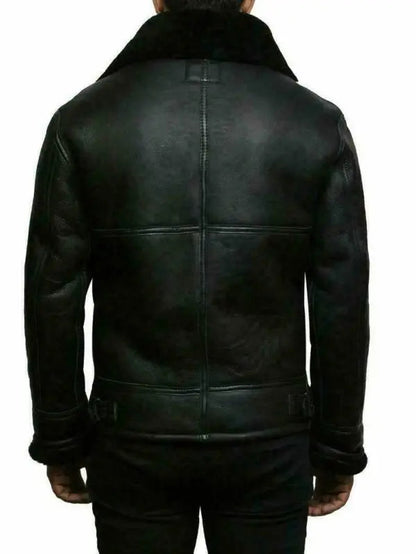 Mænds Læderfrakke med Shearling Foring 1
