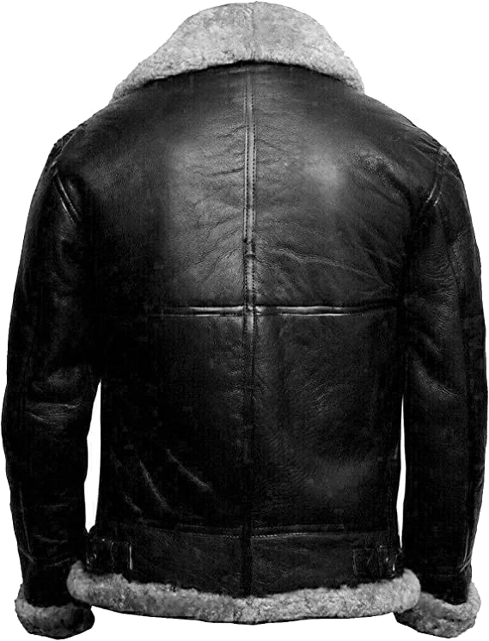 Mænds Læderfrakke med Shearling Foring 3