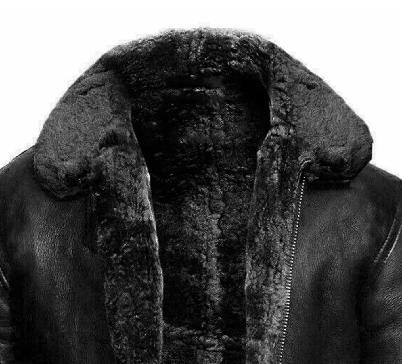 Mænds Læderfrakke med Shearling Foring 6