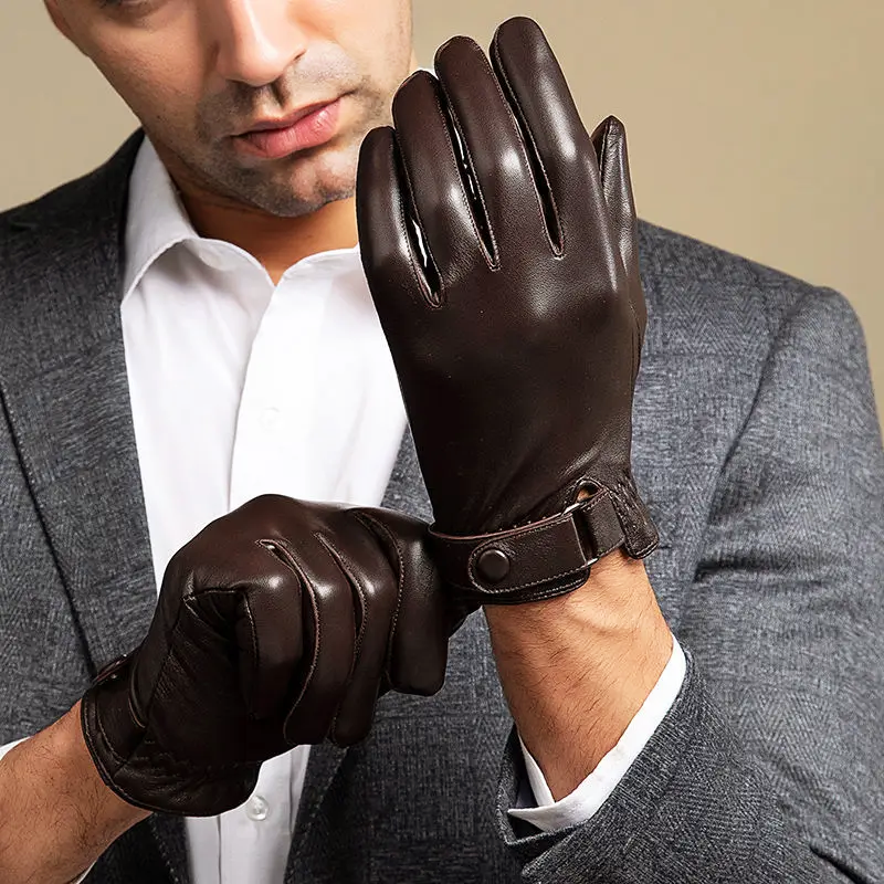 Mænds Læderhandsker med Fleece Foring 3