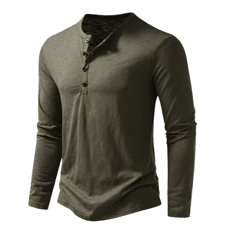 Mænds Langærmet Polo T-shirt med Båndkrave 0
