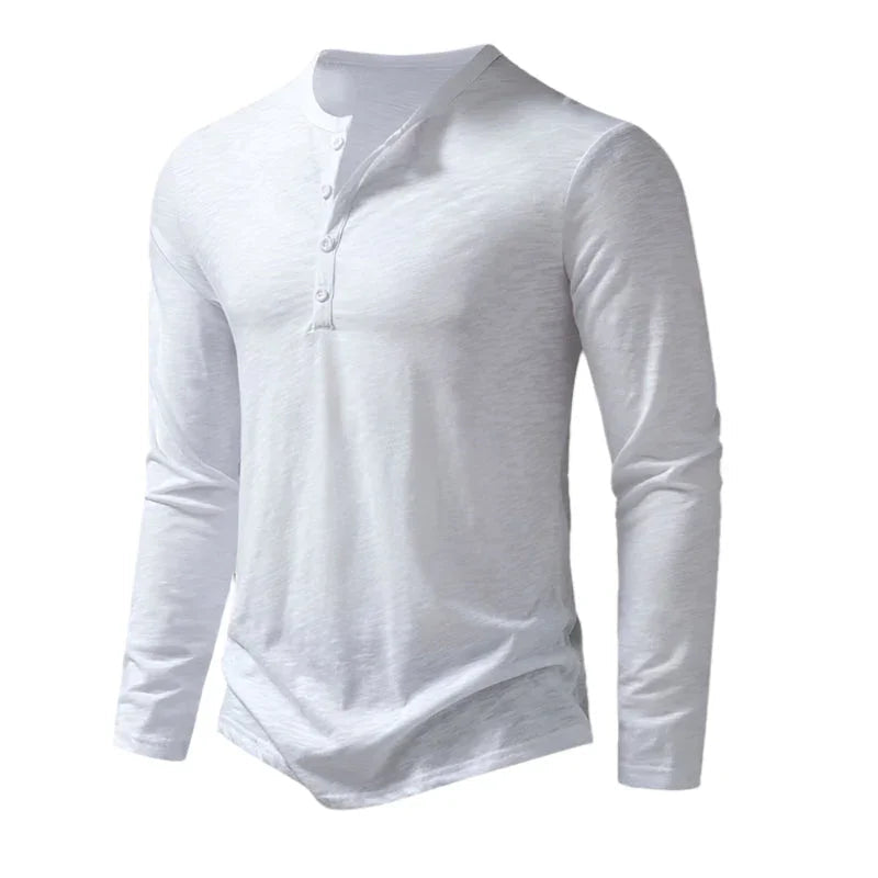 Mænds Langærmet Polo T-shirt med Båndkrave 6