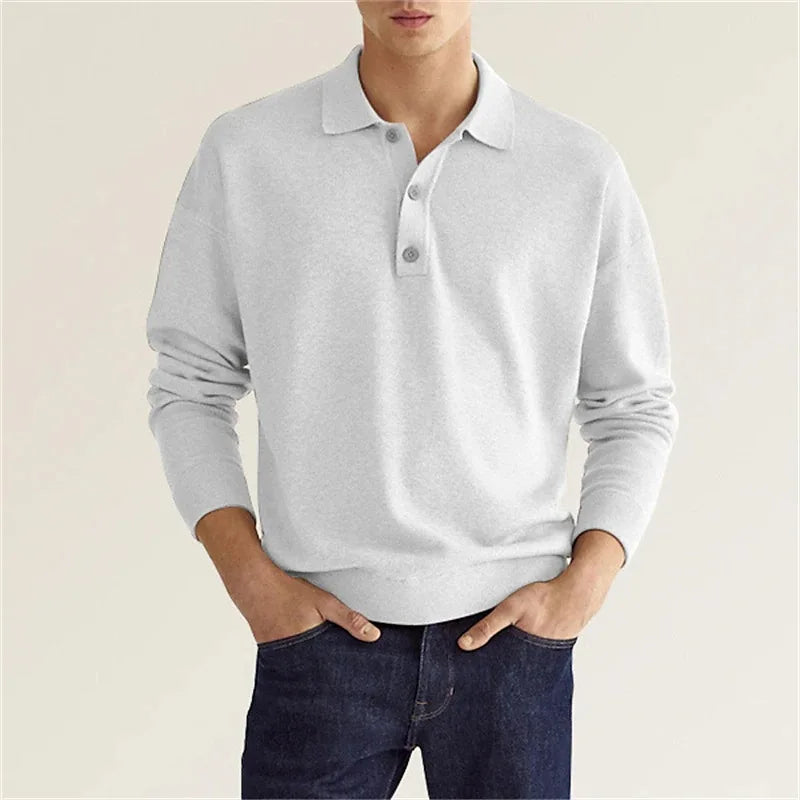 Mænds Langærmet Poloshirt Casual Stil 1
