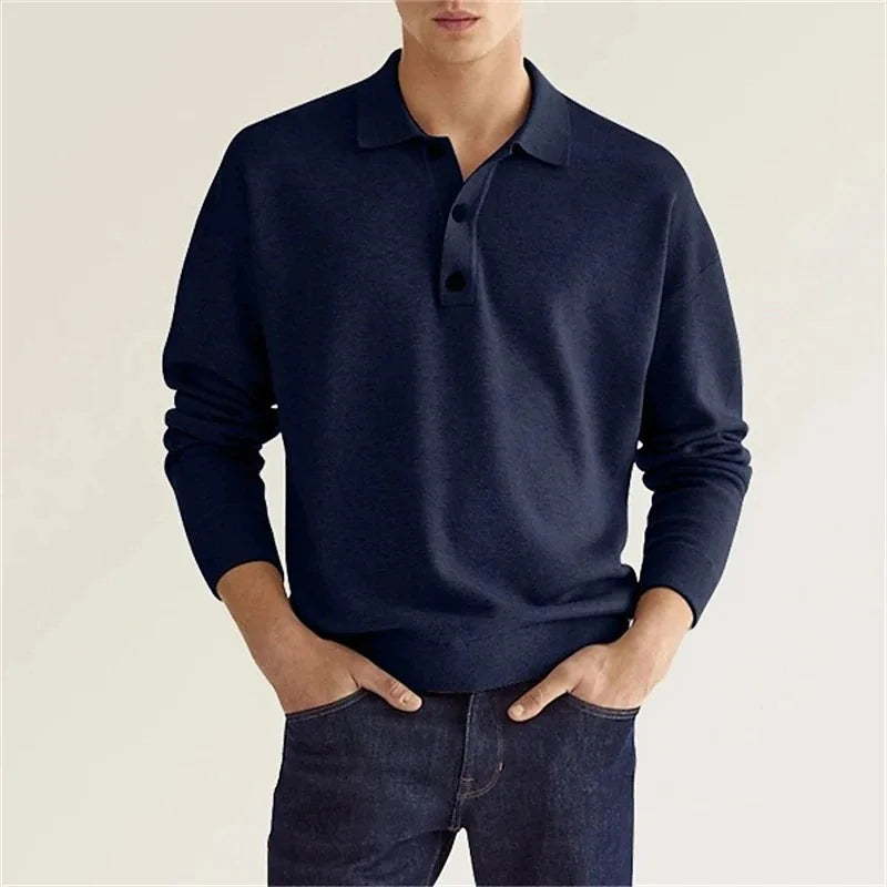 Mænds Langærmet Poloshirt Casual Stil 2