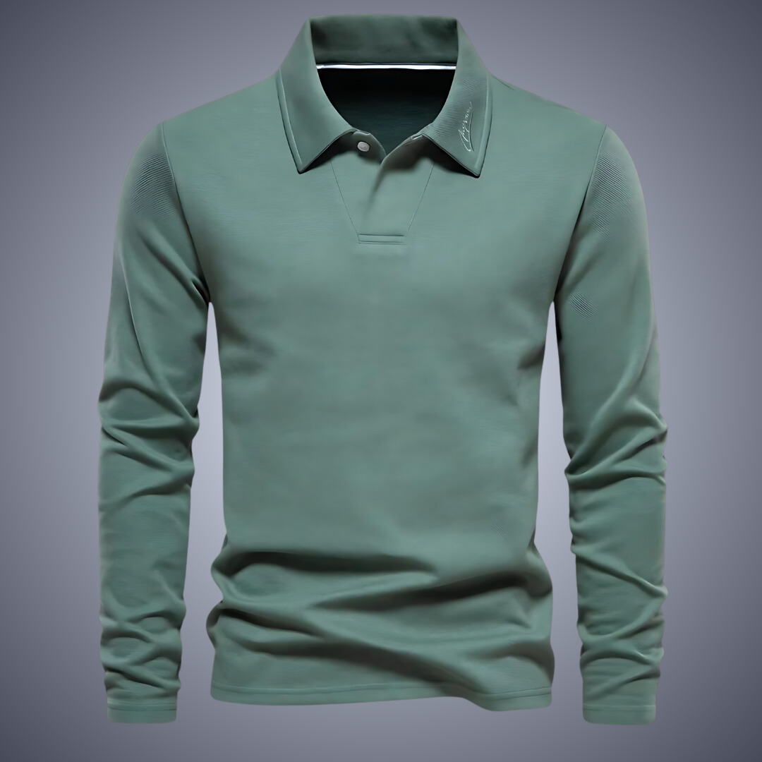 Mænds Langærmet Poloshirt Klassisk Stil 1