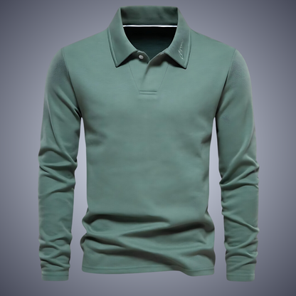 Mænds Langærmet Poloshirt Klassisk Stil 1