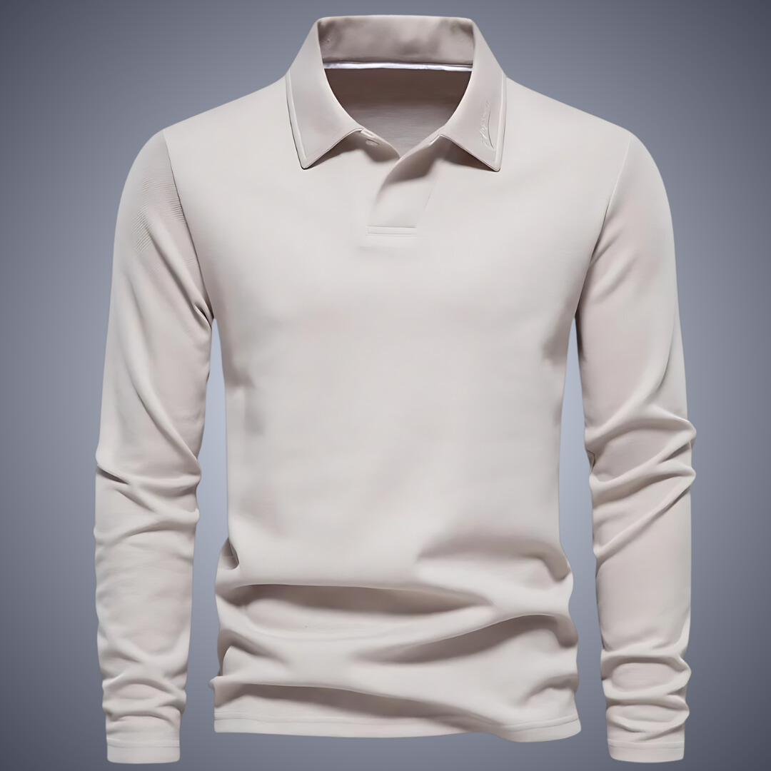 Mænds Langærmet Poloshirt Klassisk Stil 2